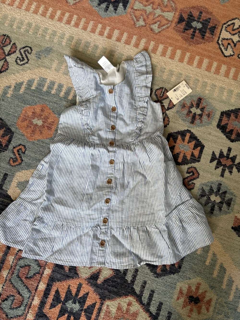 Gymboree Blue and White Striped Button dress 5t NWT